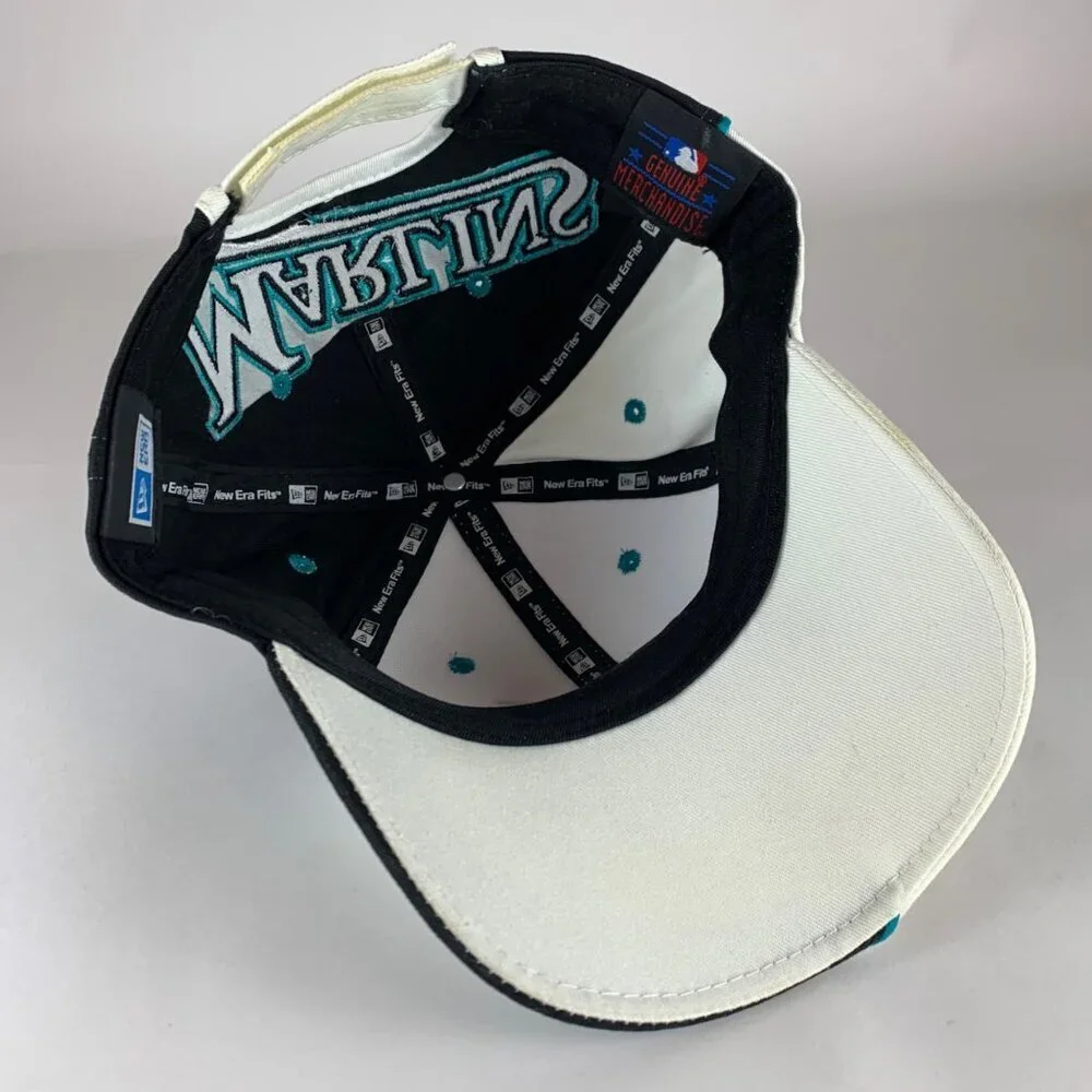 Florida Marlins MLB Vintage White Black New Era Strapback Adjustable Hat